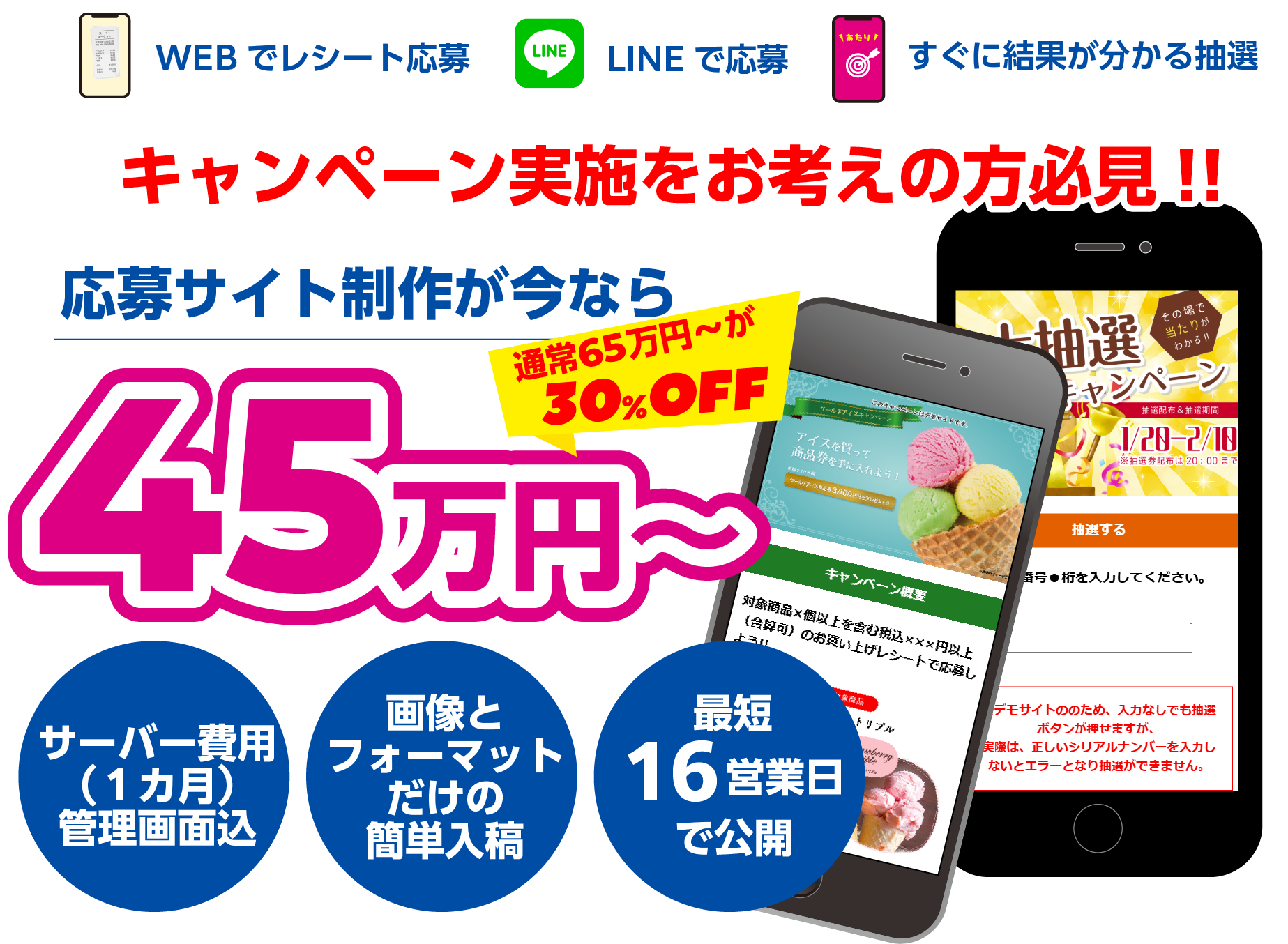キャンペーンシステムが今なら30%OFFでご提供!!